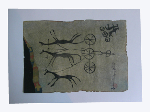 Watercolor painting:  Petroglyph, ref. PAI-08-01-022