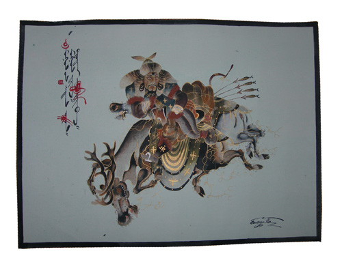 Traditional painting:  Ancient warrior on deer, ref. PAI-08-02-017