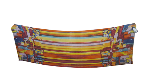 Lightweight fine-gauge woven fabric shawl.