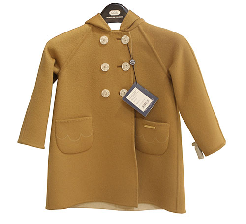 Kid's cashmere coat. Made by Gobi of 100% pure cashmere. Dry clean or handwash and dry flat.