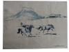 Watercolor painting:  Horse catching, ref. PAI-08-01-008
