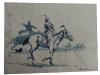 Watercolor painting:  Horse race finish, ref. PAI-08-01-011