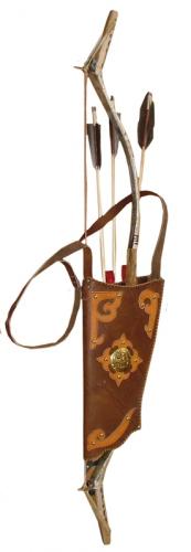 Leather case of bow and arrows, ref. HAN-08-01-076