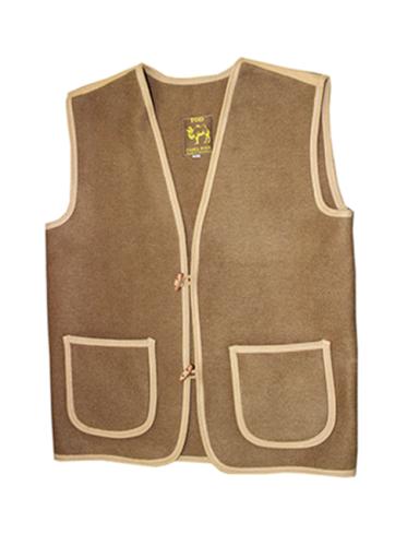 Men's jacket made of camel wool, with pockets, embroidered with cotton trimming. Dry cleaning only.