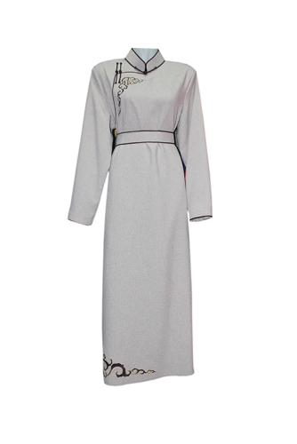 Women's deel made of cotton and silk . Embroidered with silk trimming. Traditional fabric buttons made of silk. Cotton lining. Dry cleaning only.